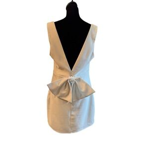 Lulu's Blissfully Beaming White Sleeveless Bow Mini Dress